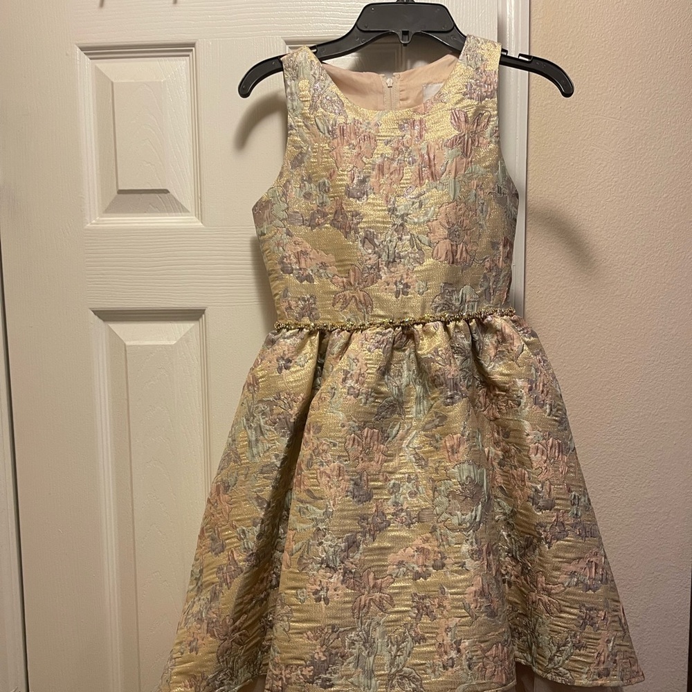 Girls Floral jacquard print formal dress